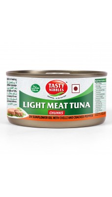 Tasty Nibbles Light Meat Tuna Chunks in Sunflower Oil with Chilli and Cracked Pepper 185g